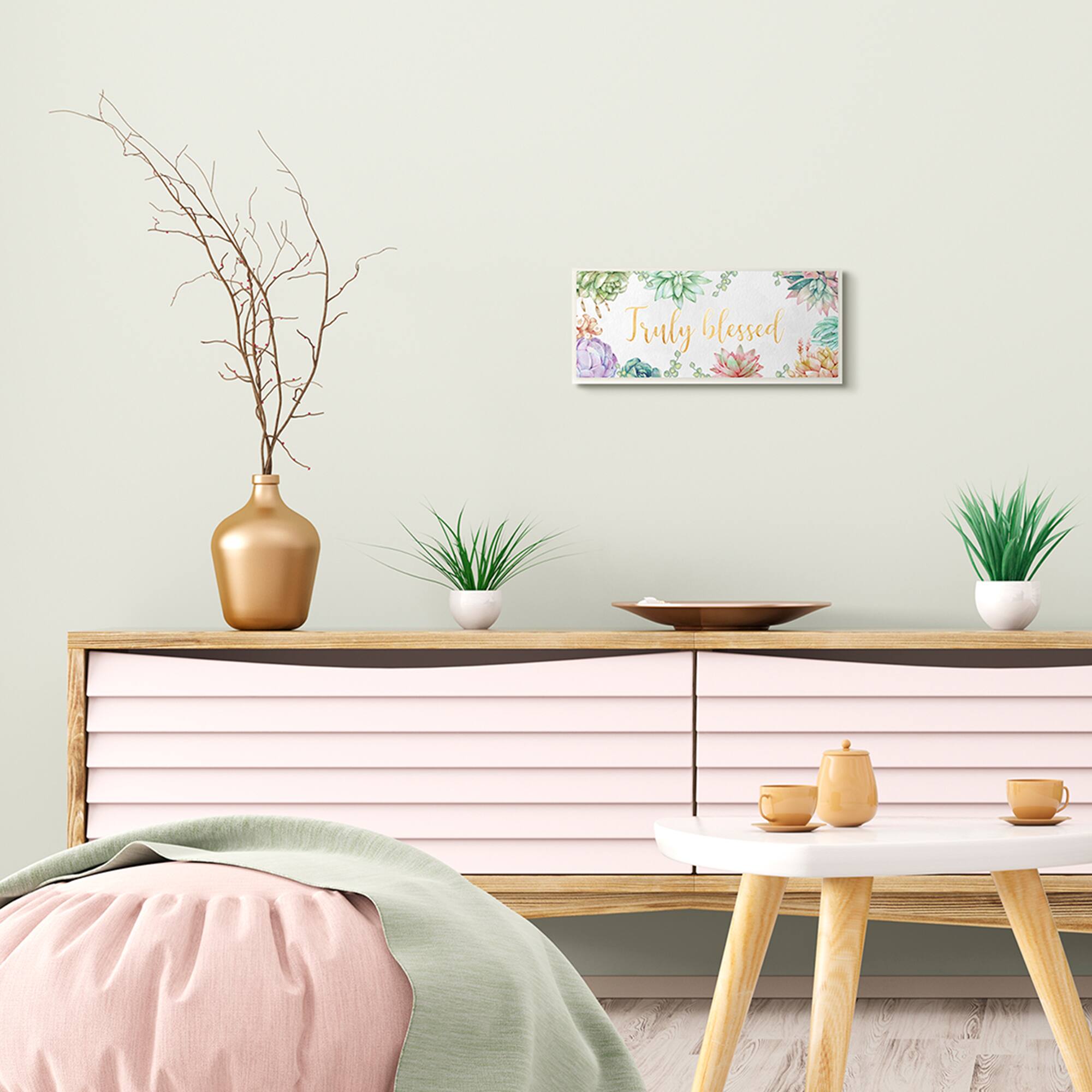 Stupell Industries Truly Blessed Sentiments Modern Succulent Greenery, 7" x 17"